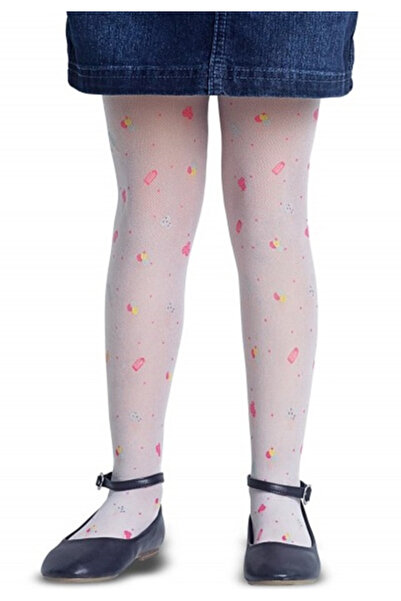 Penti Girls' tights Pretty ,,Ice Cream'' 30 DEN, ice cream print, white