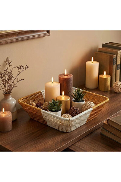 shopwave سلة خبز وفواكه مربعة الشكل من البلاستيك المزدوج اللون - منظم متعدد ا...