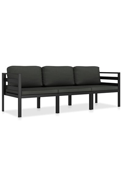 Concept Set mobilier de grădină cu perne, 3 piese, antracit, aluminiu