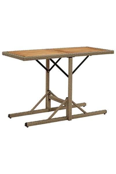 Concept Τραπέζι κήπου, μπεζ, μασίφ ξύλο ακακίας και πολυρατάν