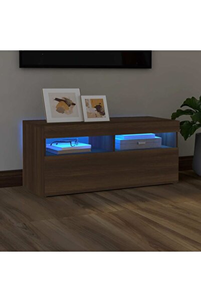 Concept Έπιπλο τηλεόρασης με φώτα LED, καφέ δρυς, 90x35x40 εκ.