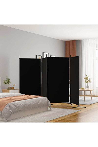 Concept Paravan de cameră cu 4 panouri, negru, 346x180 cm, textil