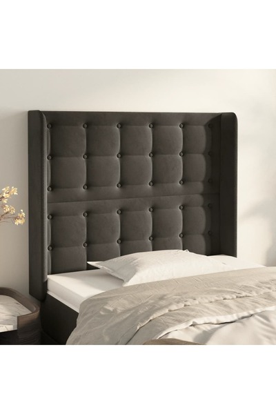 Concept Tăblie de pat cu aripioare gri închis 103x16x118/128 cm catifea
