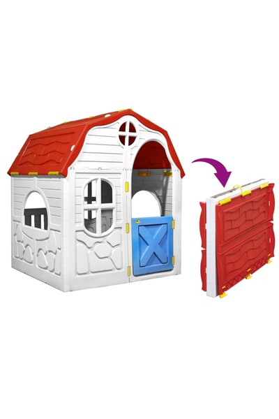 Concept Πτυσσόμενο παιδικό σπιτάκι παιχνιδιού με λειτουργική πόρτα και παράθυρα