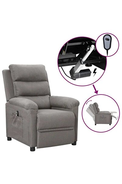 Concept Electric reclining armchair, light gray, fabric