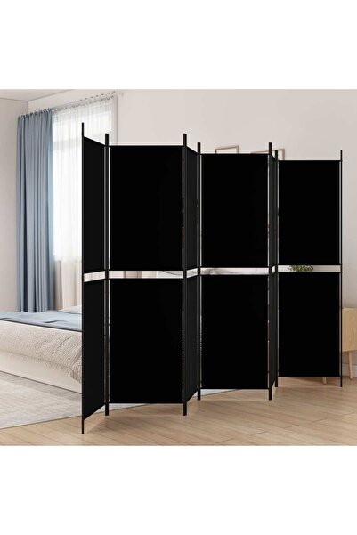 Concept Paravan de cameră cu 6 panouri, negru, 300x200 cm, textil