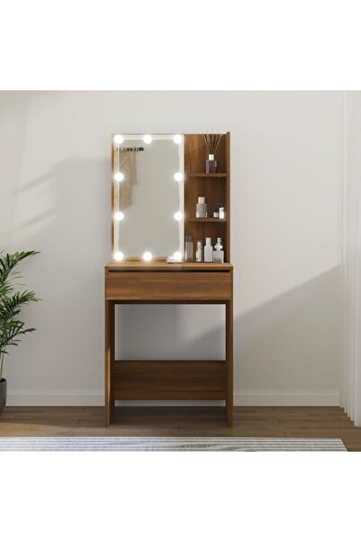 Concept Masă de toaletă cu LED, stejar maro, 60x40x140 cm