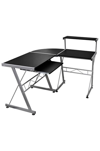 Concept Birou de computer colțar, negru, 132x112x99 cm, lemn prelucrat