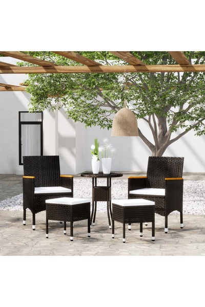 Concept Set mobilier de grădină, 5 piese, negru, poliratan
