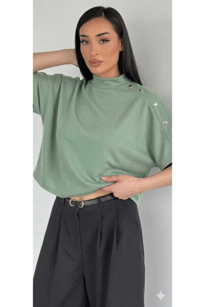 IŞILDA FASHION Μπλούζα με μανίκια νυχτερίδα και λεπτομέρειες στους ώμους