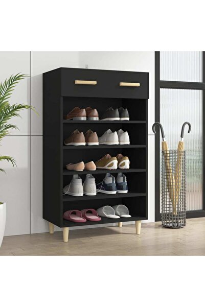 Concept Pantofar, negru, 60x35x105 cm, lemn compozit