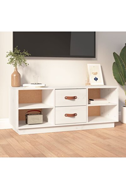 Concept Comodă TV, alb, 100x34x40 cm, lemn masiv de pin