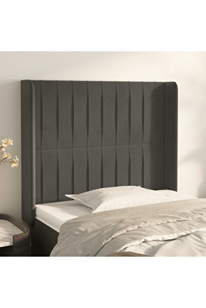 Concept Tăblie de pat cu aripioare gri închis 93x16x118/128 cm catifea