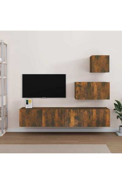Concept Σετ ντουλαπιών τηλεόρασης, 4 τεμάχια, καπνιστή δρυς, επεξεργασμένο ξύλο