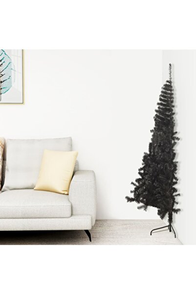 Concept Jumătate brad de Crăciun artificial cu suport, negru 120 cm PVC