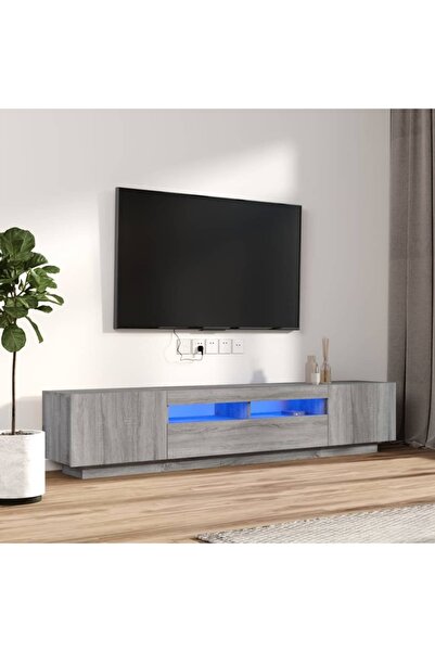 Concept Σετ ντουλαπιών τηλεόρασης LED, 2 τεμάχια, γκρι Sonoma, ξύλο μηχανικής...