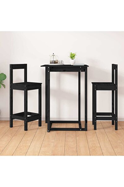 Concept Scaune de bar, 2 buc., negru, 40x41,5x112 cm, lemn masiv pin