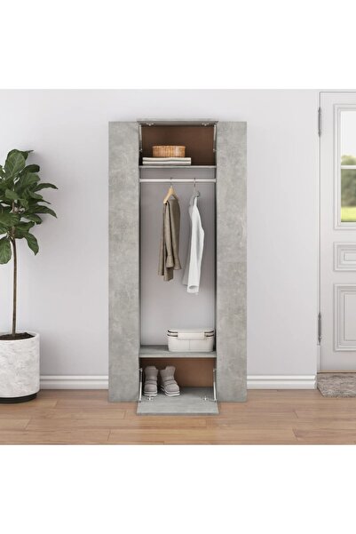 Concept Ντουλάπια διαδρόμου, 2 τεμ., γκρι σκυροδέματος, επεξεργασμένο ξύλο