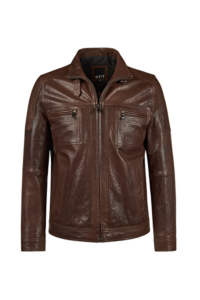 Derimod سترة ويد للرجال باللون البني بقصة ضيقة جلد 26SGF6462VE