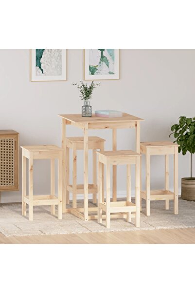 Concept Σετ επίπλων μπαρ, 5 τεμάχια, από μασίφ ξύλο πεύκου