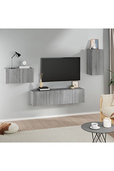 Concept Σετ ντουλαπιών τηλεόρασης, 4 τεμάχια, γκρι Sonoma, επεξεργασμένο ξύλο