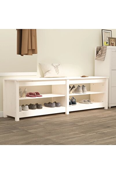 Concept Shoe bench, white, 160x36.5x50 cm solid pine wood