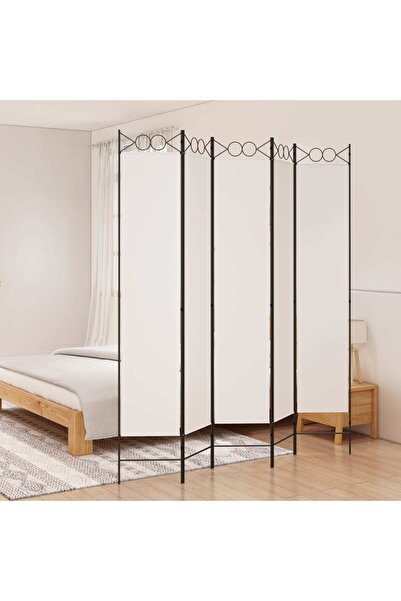 Concept Paravan de cameră cu 5 panouri, alb, 200x220 cm, textil