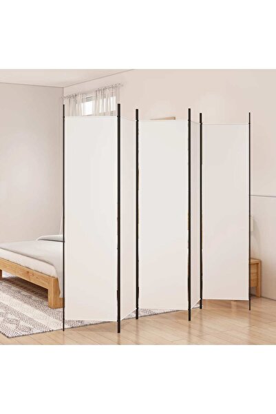 Concept Paravan de cameră cu 5 panouri, alb, 250x200 cm, textil