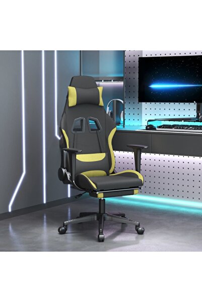 Concept Scaun de gaming pivotant cu taburet, negru/verde deschis textil