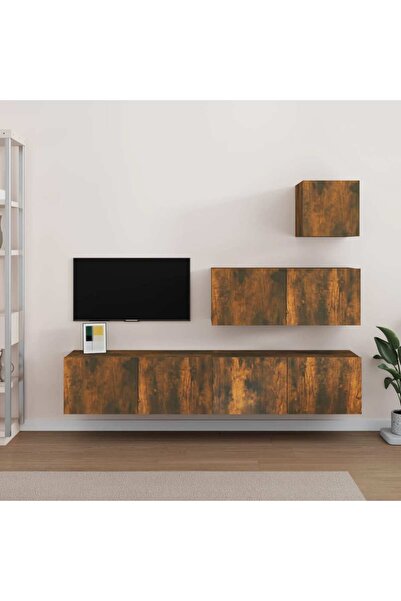 Concept Σετ ντουλαπιών τηλεόρασης, 4 τεμάχια, καπνιστή δρυς, επεξεργασμένο ξύλο