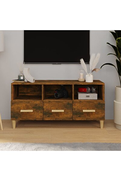 Concept Comodă TV, stejar fumuriu, 102x36x50 cm, lemn compozit