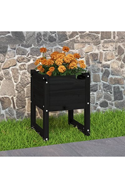 Concept Γλάστρα, μαύρη, 40x40x52,5 cm, μασίφ ξύλο πεύκου