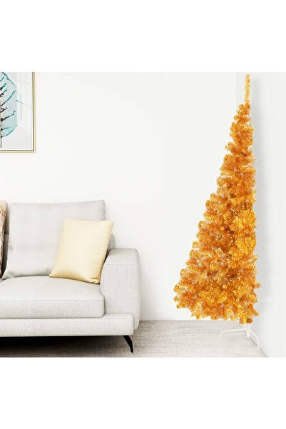 Concept Jumătate brad de Crăciun cu suport, auriu, 240 cm, PVC