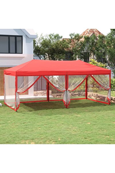 Concept Cort pliabil pentru petrecere, pereți laterali, roșu, 3x6 m