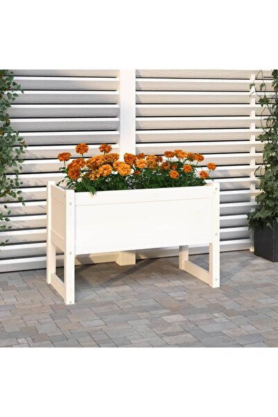 Concept Γλάστρα, λευκή, 78x40x52 cm, από μασίφ ξύλο πεύκου