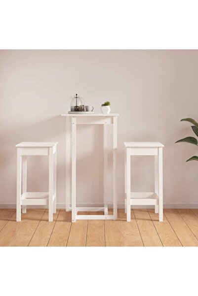 Concept Σετ επίπλων μπαρ, 3 τεμάχια, λευκό, μασίφ ξύλο πεύκου