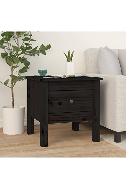 Concept Βοηθητικό τραπεζάκι, μαύρο, 40x40x39 cm, μασίφ ξύλο πεύκου