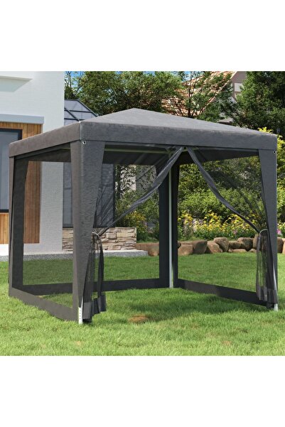 Concept Party tent 4 walls made of anthracite mesh 2.5x2.5 m HDPE