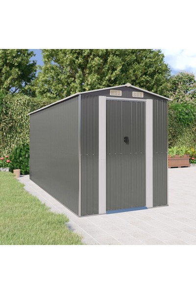 Concept Αποθήκη κήπου, ανοιχτό γκρι, 192x440x223 cm, γαλβανισμένο ατσάλι