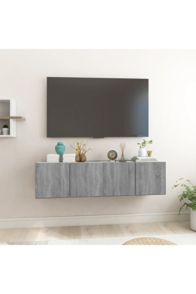 Concept Dulap TV suspendat gri sonoma 2 buc. 60x30x30 cm lemn prelucrat