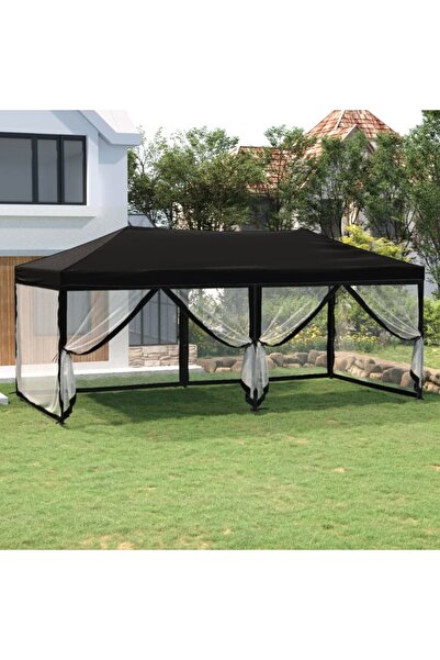 Concept Cort pliabil pentru petreceri cu pereți laterali, negru, 3x6 m