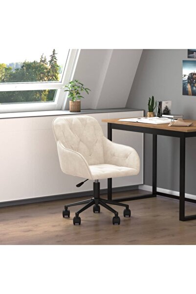 Concept Scaun de birou pivotant, crem, catifea