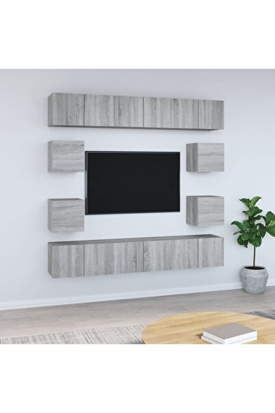 Concept Set dulapuri TV, 10 piese, gri sonoma, lemn compozit