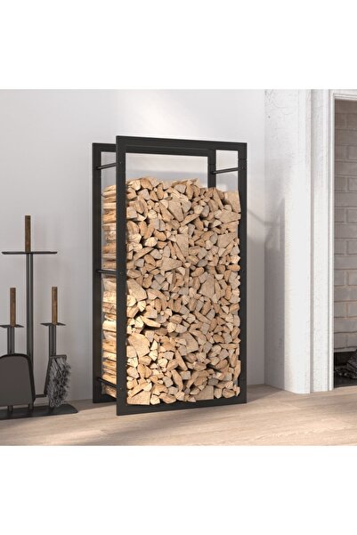 Concept Θήκη για καυσόξυλα, ματ μαύρο, ατσάλι 50x28x94 cm