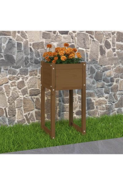 Concept Γλάστρα, μελί καφέ, 40x40x81 cm, μασίφ ξύλο πεύκου