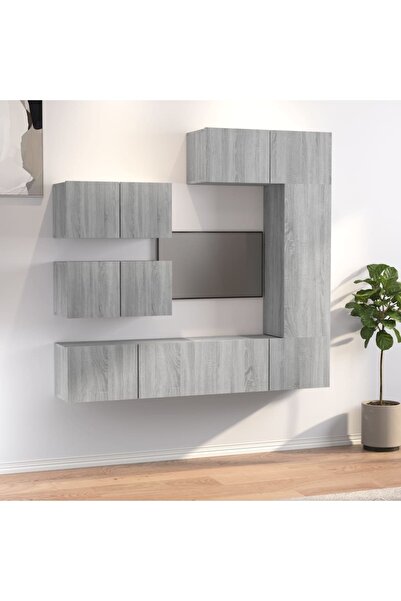 Concept Set comodă TV, 6 piese, gri sonoma, lemn prelucrat