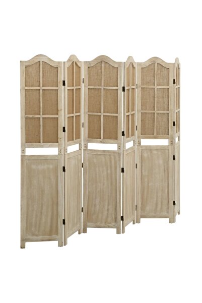 Concept Paravan cameră cu 6 panouri, maro, 214x165 cm, material textil