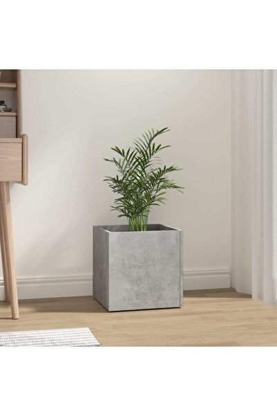 Concept Jardinieră cutie, gri beton, 40x40x40 cm, lemn compozit