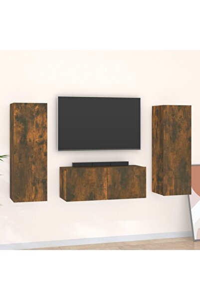 Concept Σετ ντουλαπιών τηλεόρασης, 3 τεμάχια, καπνιστή δρυς, επεξεργασμένο ξύλο