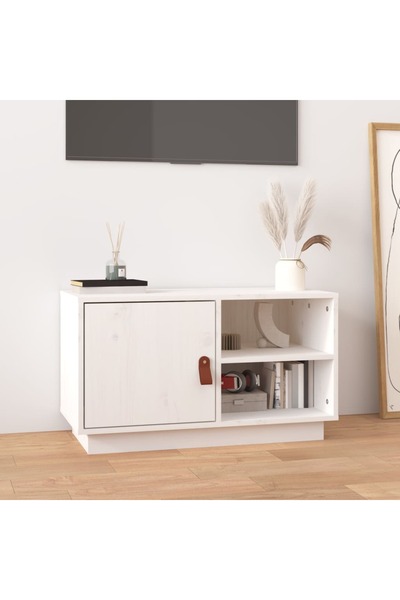 Concept Comodă TV, alb, 70x34x40 cm, lemn masiv de pin